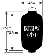 関西型ビニール提灯小サイズ表